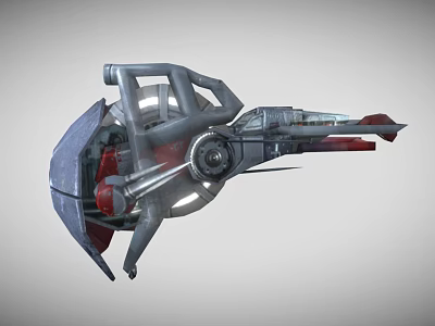 Futuristic Smart Machine With Metallic Structure Red And Silver Components And Mechanical Design 3d model