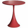 Red Round Table With Modern Curved Base And Decorative Balls For Living Room