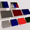 Vibrant Metal Roof Components Featuring Corrugated Panels Sloped Designs And Blue Red Green Gray Hues