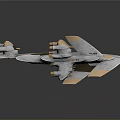 Futuristic Metallic Spacecraft With Multiple Thrusters And Geometric Design For Space Exploration
