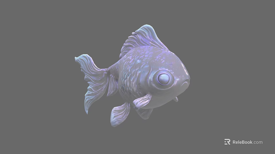 Cute Goldfish 3D Rendered Model With Large Eyes And Fan Shaped Tail 3d model 