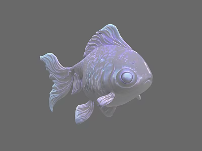 Cute Goldfish 3D Rendered Model With Large Eyes And Fan Shaped Tail 3d model