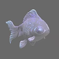 Cute Goldfish 3D Rendered Model With Large Eyes And Fan Shaped Tail