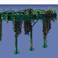 Cafeteria Outdoor Space with Green Pergola Adorned by Hanging Vines and Purple Flowers
