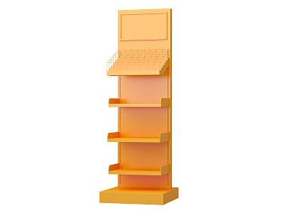Orange Standing Display Shelf With Multiple Shelves And Top Board 3d model