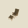Modern Gray Padded Lounge Chair With Matching Footstool And Sturdy Frame