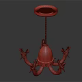 Artistic Metal Chandelier With Purple Shade Chain Hanging And Claw Decorations