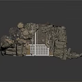 Medieval Fortress Scene Structure With Rocky Cliffs Arched Openings Stone Columns And Railing Platform 3d model