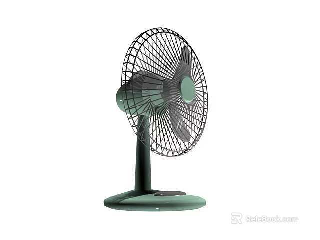 Modern Green Table Air Cooler Fan With Metal Grill And Stable Base 3d model 