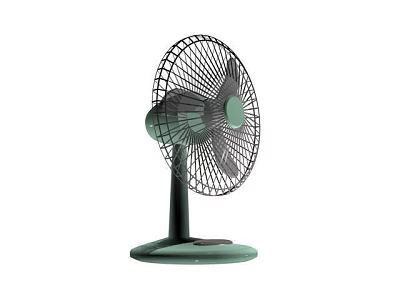 Modern Green Table Air Cooler Fan With Metal Grill And Stable Base 3d model