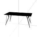 Modern Fabric Sofa and Coffee Table Set with Black Rectangular Top and Silver Geometric Legs 3d model