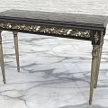 Elegant Classic Vanity Table With Black Marble Top And Ornate Golden Legs