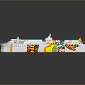 Decorative Cruise Ferry Model With White Hull Green Deck Yellow Top And Colorful Patterns