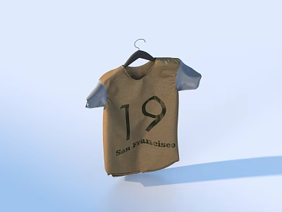 Casual Brown Gray Short Sleeve T shirt Featuring Number 19 And San Francisco Print 3d model
