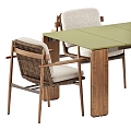 Modern Solid Wood Dining Table and Chair Outdoor Dining Table and Chair Rattan Dining Chair 3d model