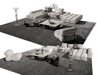 Modern sofa coffee table combination 3d model