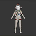 Astronaut Spacesuit With White Red Striped Design Helmet Visor And 3D Model On Reflective Surface
