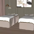 Two Massage Beds With White Sheets And Beige Skirts In Modern Interior Design 3d model