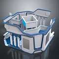 Modern Architectural Model With Blue Accents And Multi Level Structures 3d model
