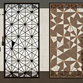 Modern Decorative Room Dividers Featuring Geometric Grid And Triangle Patterns 3d model