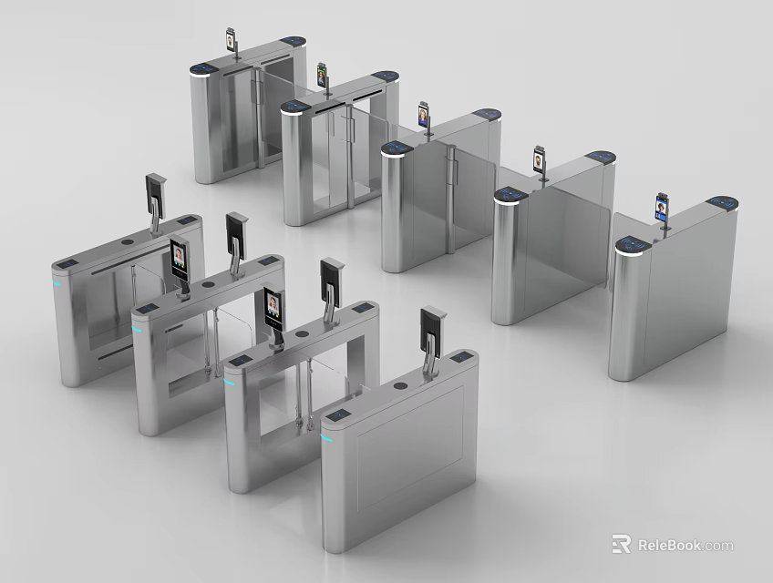 Modern Public Facility Turnstiles For Secure Access Control And Entry Management 3d model 