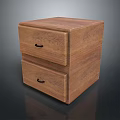 Functional Wooden Two Drawer Cabinet With Natural Grain And Black Handles