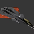 Modern Fighter Jet With Sleek Design Gray Body Orange Wings And Transparent Cockpit