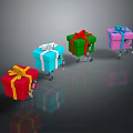 Colorful Gift Boxes With Decorative Ribbons And Cartoon Legs For Festive Decor