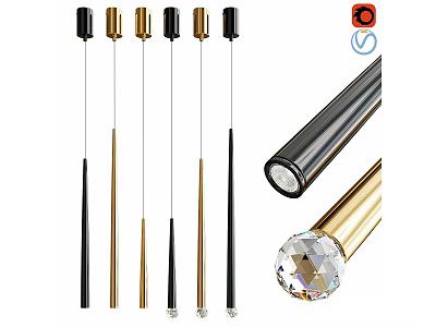 Modern Chandelier Design With Black Gold Metal Rods And Crystal Pendants 3d model