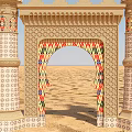 Ornate Garden Archway With Decorative Columns And Intricate Tile Patterns 3d model
