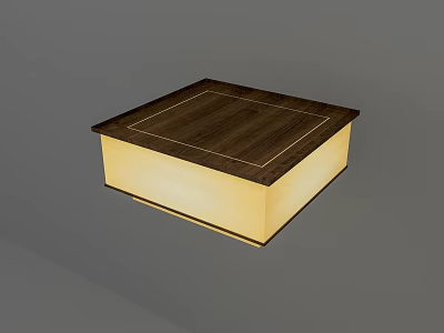 Square Chandelier With Brown Wooden Top And Beige Base Modern Design 3d model