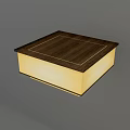 Square Chandelier With Brown Wooden Top And Beige Base Modern Design