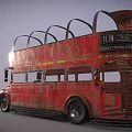 Red Vintage Double Decker Bus With Open Top Arched Roof Rusty Body And London Sign