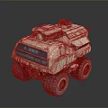 Sand Colored Military Off Road Vehicle With Large Tires And Roof Mounted Equipment