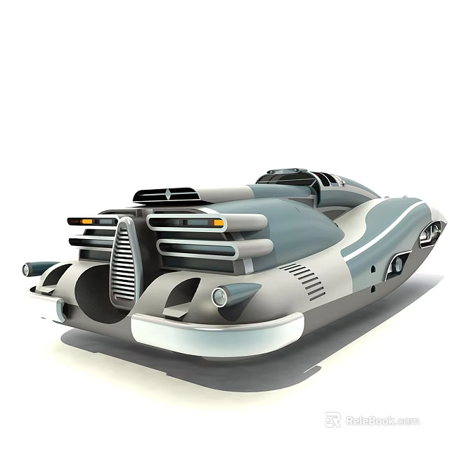 Futuristic Sci Fi Vehicle With Streamlined Design Gray White Exterior And Cockpit 3d model 