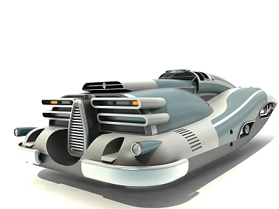 Futuristic Sci Fi Vehicle With Streamlined Design Gray White Exterior And Cockpit 3d model