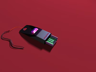 Nintendo Black Digital Battery Charger With Purple Light And Green Indicators On Red Background 3d model