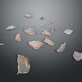Scattered Broken Pottery Shards From Old Household Items On Dark Surface 3d model
