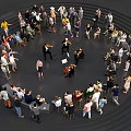 Group of People Gathered in a Circle with Musicians Playing Instruments