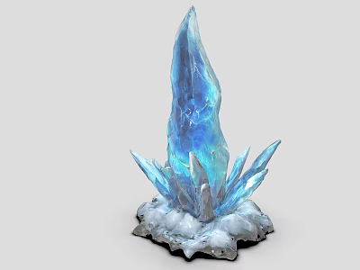 Natural Stone Wood Decorative Piece With Blue Crystal Structure And Rock Base 3d model