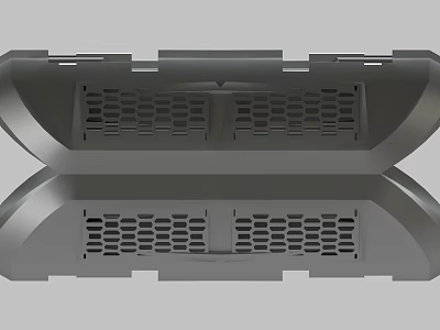 Metallic Grille Component With Symmetric Perforated Panels And Sleek Edges 3d model
