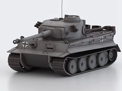 Detailed Gray Tank Model With Cannon Tracks And Cross Insignia On White Background 3d model