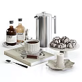 Stylish Decorative Ornament Set With Syrup Bottles Coffee Pot Cookies Book And Candle