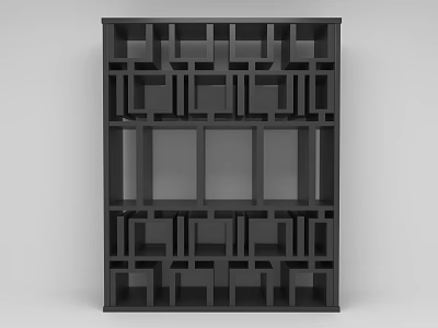 Modern Black Multi Tiered Shelving Unit Featuring Grid Design Storage Structure 3d model