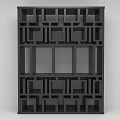 Modern Black Multi Tiered Shelving Unit Featuring Grid Design Storage Structure