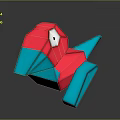 Geometric Shaped Decorative Furniture Piece With Red And Blue Polygonal Design For Modern Home