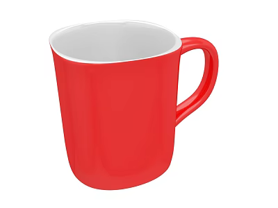 Red Ceramic Mug With White Interior And Sleek Handle Design For Daily Use 3d model