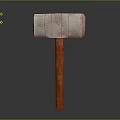 Worn Metal Head Hammer Hardware Tool With Wooden Handle Isolated On Dark Background