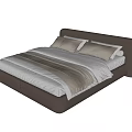 Modern Double Bed With Brown Headboard White Bedding And Pillows 3d model