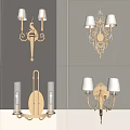 Elegant Ornate Gold Wall Lamps With Decorative Lampshades And Classic Design